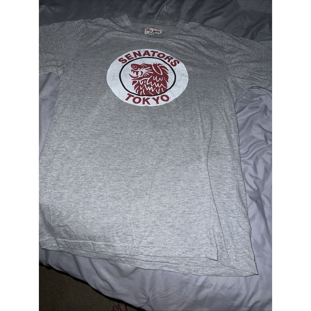 Tokyo Senators T-shirt Men Medium Gray Graphic Tee Baseball Retro Sportswear